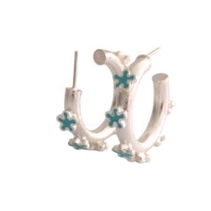 Medium Hoops Flor Silver